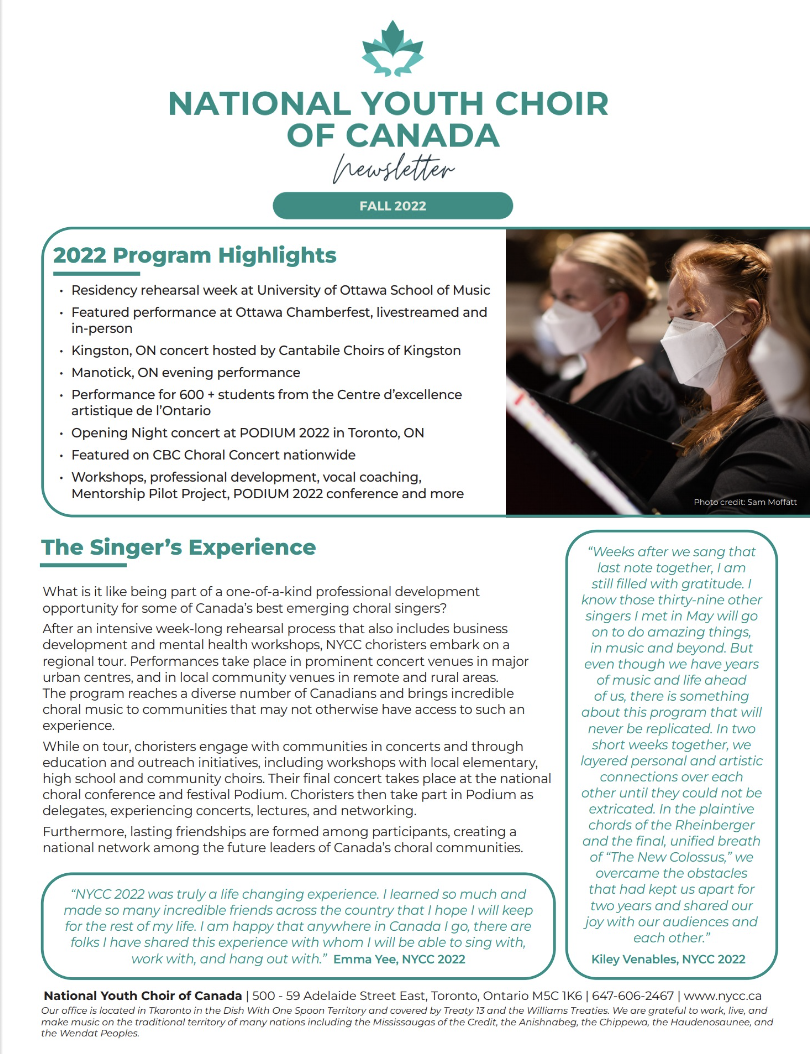 The front page of the Fall 2022 Newsletter, featuring articles title 